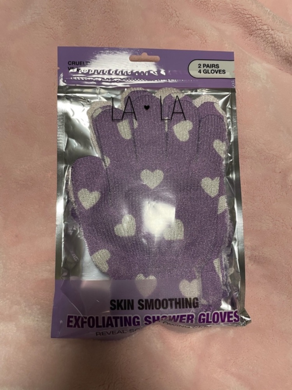 The CREME SHOP Bundle 5/Pc Purple Heart Exfoliating Gloves + Beauty Bundle - Picture 3 of 6
